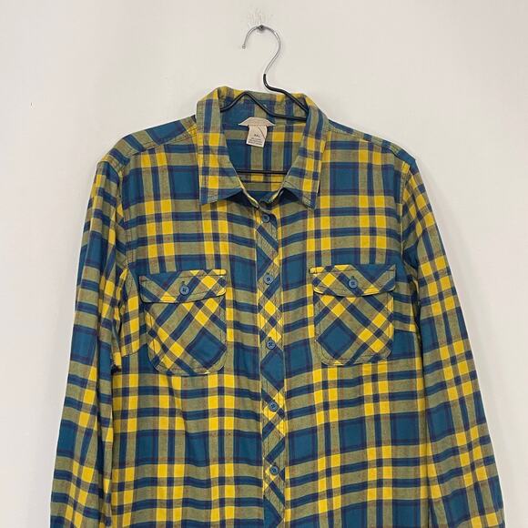 Duluth Trading Co. Mens XXL Yellow Blue Flannel Long Sleeve Button Down Soft - Picture 8 of 8